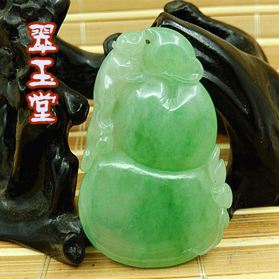 老坑翡翠A货芙蓉种水阳绿64牌子明料 玉原石灵猴献寿高端吊坠