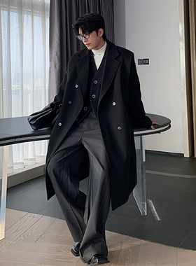 一轩轩hlds【多伦多之夜】冬季大衣加厚高级感中长款毛呢外套男