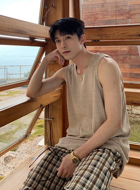 一轩轩轩hlds【夏日私语】夏季2025新款慵懒潮流痞帅无袖t恤背心