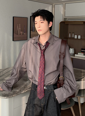 一轩轩轩hlds【绮梦鎏光】春秋免烫抗皱休闲衬衫男生长袖宽松纯色