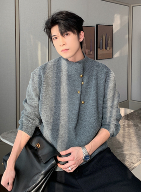 一轩轩轩hlds【巴塞学院】情侣毛衣男款冬季潮男高级感针织衫男生