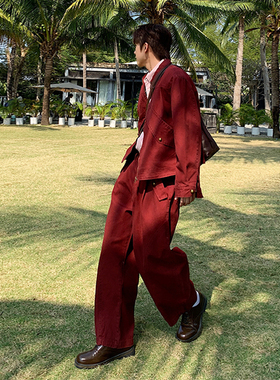 一轩轩轩hlds【繁星觅语】青少年男装休闲帅气潮流牛仔两件套装男