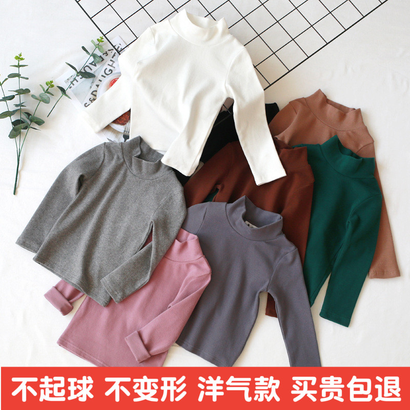 男童百搭长袖t恤秋冬新款 儿童女宝宝中领打底衫纯棉加厚磨毛上衣