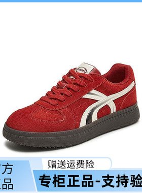 天美意25秋平底复古红色阿甘德训鞋女休闲运动板鞋CEL21CM5