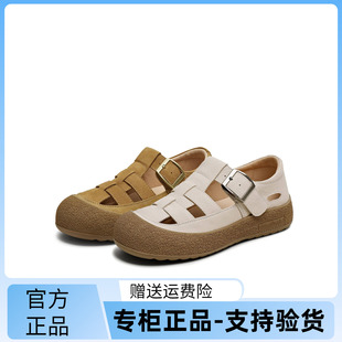 勃肯鞋 子KK040BK5 女休闲凉鞋 天美意25夏复古厚底包头椰椰罗马凉鞋