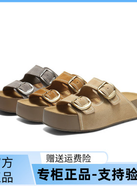 国内专柜正品2026夏款百丽生巧吐司鞋牛皮厚底外穿拖鞋F5U1 F5U1D