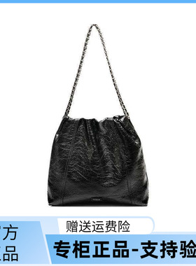 百丽包包女26春商场同款时髦休闲爆裂纹垃圾袋单肩水桶包Z9424AX6