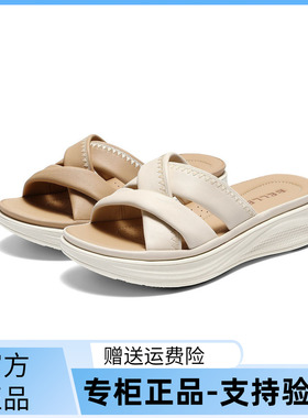 国内专柜正品2026夏款百丽凉鞋羊皮厚底休闲外穿女拖鞋F4T1 F4T1D