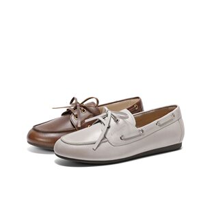 真皮小皮鞋 百丽女鞋 子乐福鞋 2025春季 B2376AA5 牛津深口单鞋