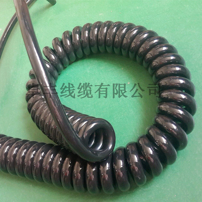 PU材质螺旋电缆耐磨弹簧电线弹弓线16芯1方长度5米pu0.5
