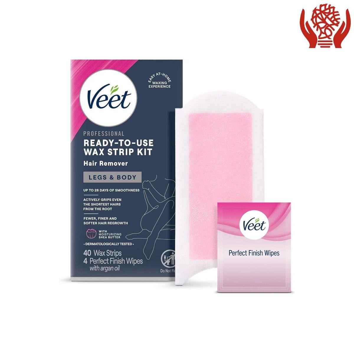 Veet薇婷脱毛蜡条40片装含乳木果油敏感肌配方温和脱毛去毛舒缓版