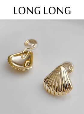 网红同款ins风贝壳耳环女高级感法式蚊香盘耳夹无耳洞耳饰气质潮