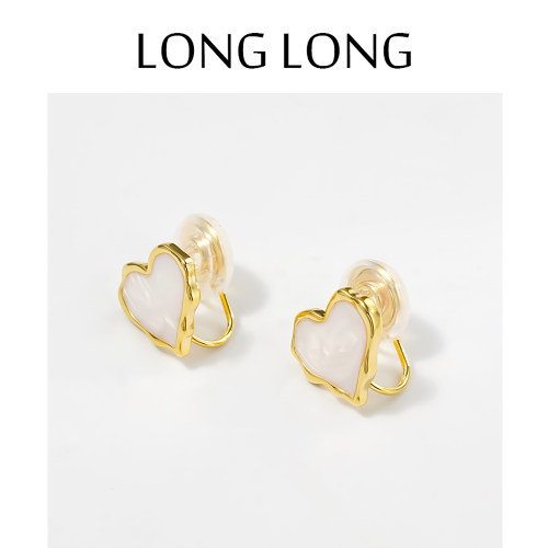 LONGLONG法式复古爱心滴釉耳夹