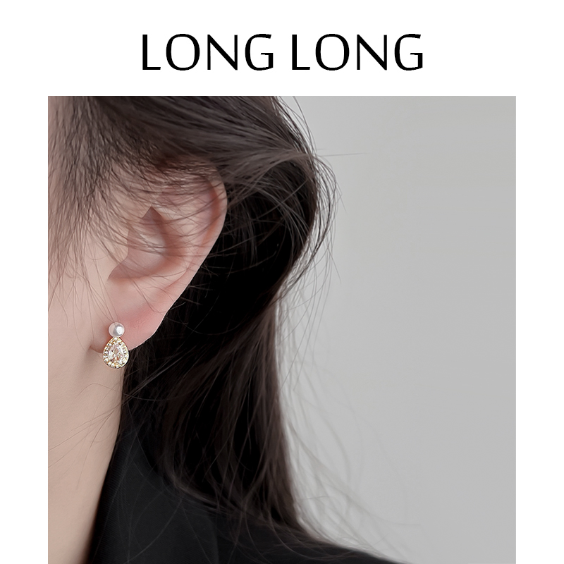 LONGLONG通勤百搭珍珠水滴耳环女