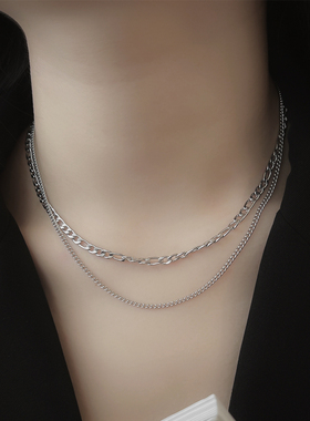 LONGLONG◆洗澡不用摘双层钛钢项链女通勤百搭锁骨链配饰个性嘻哈