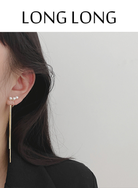 蚊香盘耳夹高级感气质珍珠耳环女长款流苏耳坠简约显脸瘦超仙耳饰