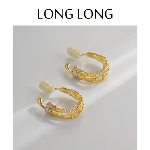LONGLONG设计感小众金属线条耳环