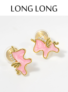 2025年新款小巧可爱独角兽滴釉耳环女无耳洞蚊香盘耳夹精致耳饰潮