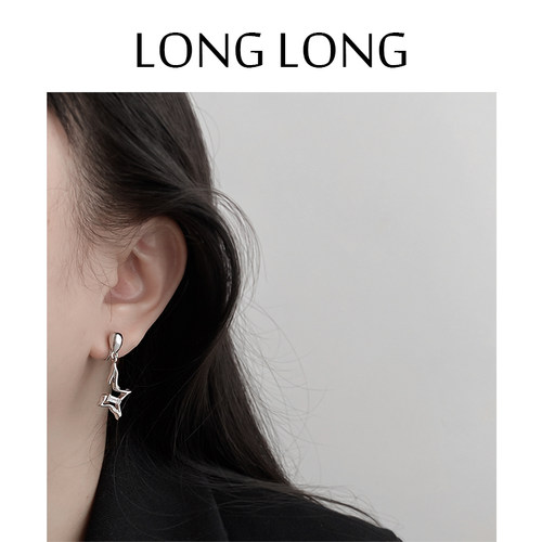 LONGLONG冷淡风芒星耳坠无耳洞入