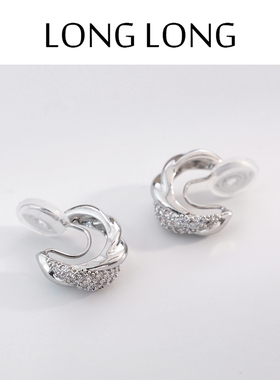 高级感显脸瘦几何圆形精致锆石耳环女个性百搭无耳洞蚊香盘耳夹