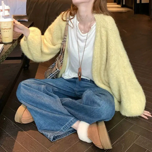 韩系软糯宽松慵懒松弛感高级感外穿开衫毛衣外套女秋冬季2026新款