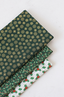 进口拼布布料diy棉布圣诞烫金