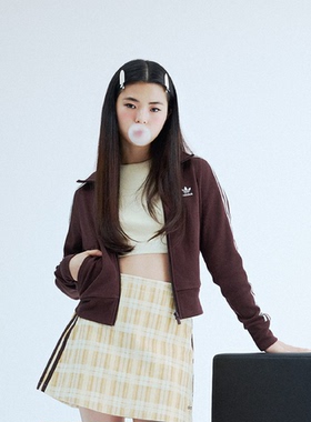 Adidas阿迪达斯外套女三叶草高腰休闲半身裙立领夹克in6061iy7278