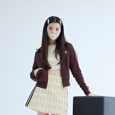 Adidas阿迪达斯外套女三叶草高腰休闲半身裙立领夹克in6061iy7278