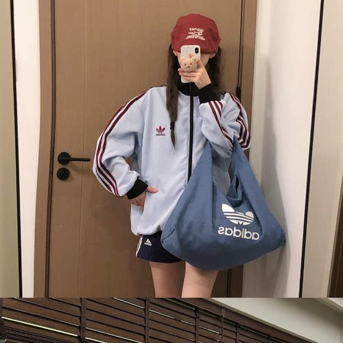 Adidas三叶草2025运动休闲潮流华夫格立领夹克外套 KB8952 KB8953