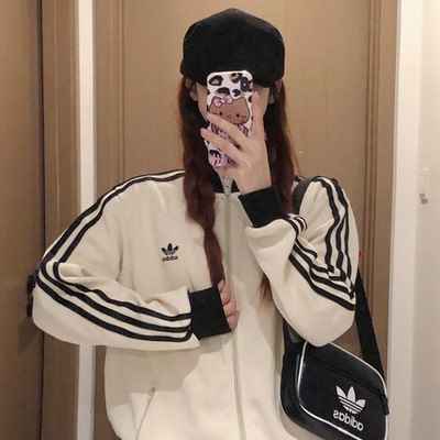 Adidas阿迪三叶草三条纹华夫格复古夹克秋男女外套JW0110 JW0109