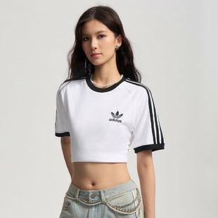 Adidas三叶草Jennie同款休闲运动圆领刺绣T恤短袖KB2459 KB2460