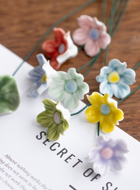 景德镇手捏陶瓷花 五彩斑斓陶瓷花摆件陶瓷装饰品 纯手工陶瓷花