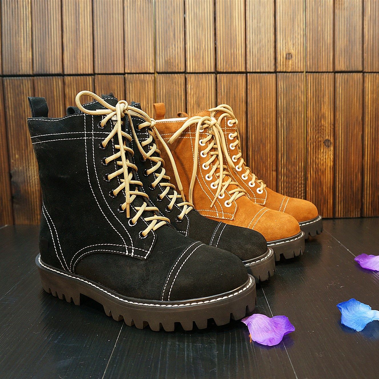 冬季新款真皮牛皮羊毛一体靴子马丁靴橡胶底防滑保暖系带23-13,女鞋,时装靴,淘宝优惠券,粉丝福利购,淘宝优惠卷