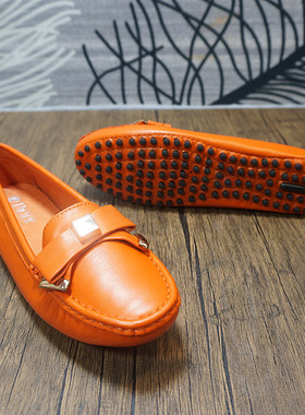 35-13春夏新款真皮牛皮女士豆豆鞋   一脚蹬圆头女鞋浅口单鞋