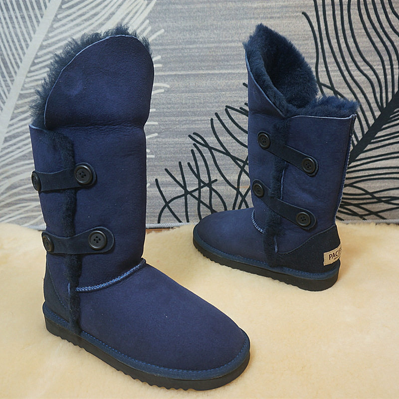 71-3冬季新款真皮羊皮毛一体雪地靴 保暖棉靴 套筒高筒靴