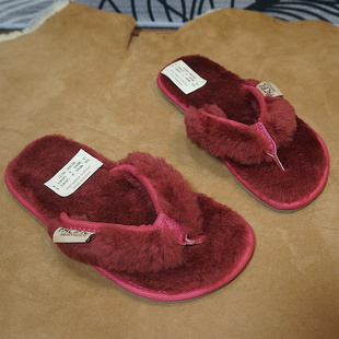 91-3秋冬保暖女士夹带拖 家居毛毛拖 微瑕羊毛拖鞋