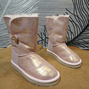 一粒扣棉靴 真皮羊皮毛一体 看说明 中筒靴 1瑕疵处理