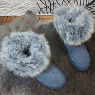 冬季 短筒套筒女靴 真皮羊皮毛一体雪地靴 保暖橡靴子 6新款