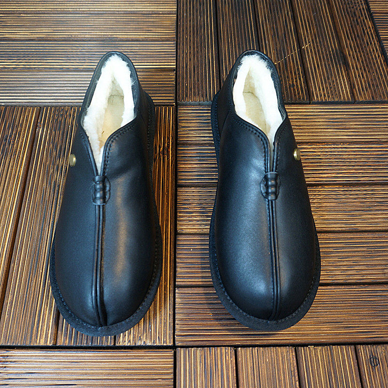真皮羊毛一体男士皮靴 套脚豆豆鞋 懒人鞋 防水防滑情侣鞋30-17,流行男鞋,休闲皮鞋,淘宝优惠券,粉丝福利购,淘宝优惠卷