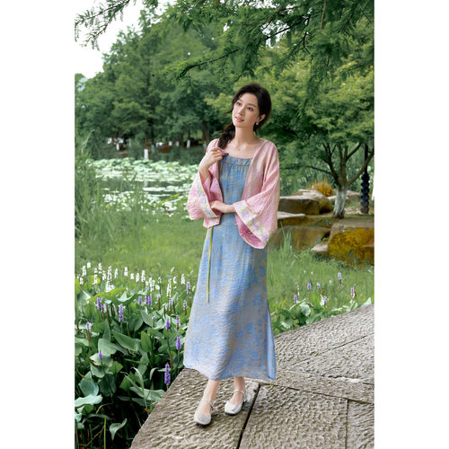 南风谷【镜花缘】流光缎天丝提花国风吊带裙改良汉元素开衫女夏季