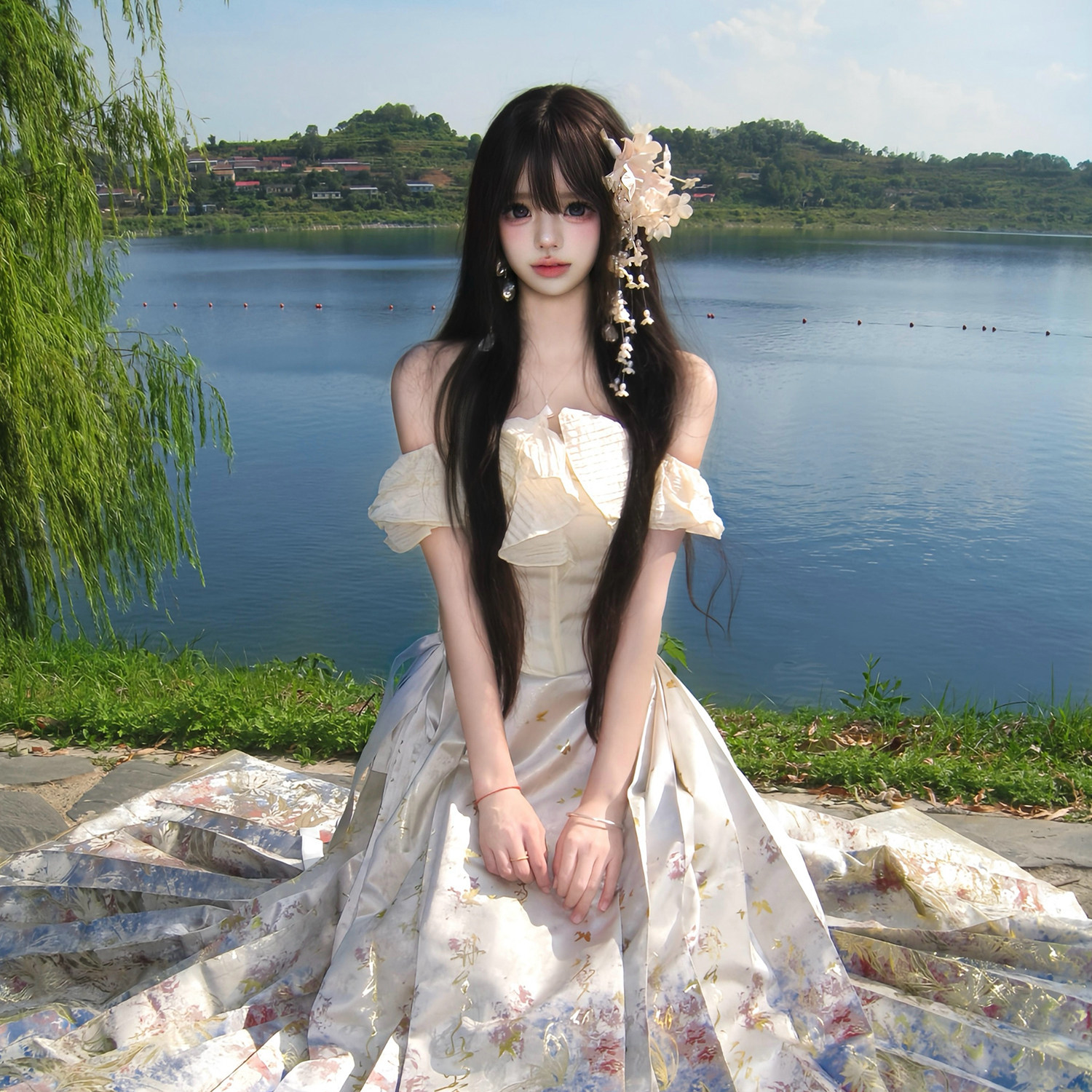 春书肆【昙花漫卷】原创汉服半身裙马面裙仿妆花织锦缎双经轴工艺