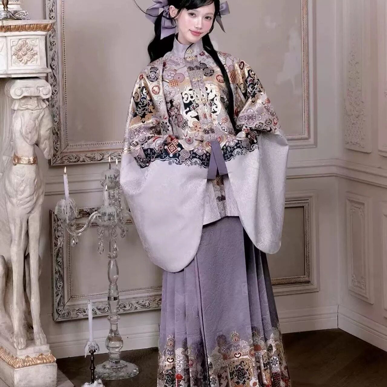 明知贵女织金明制汉服圆领短袄对襟琵琶袖马面马面套装秋冬汉服