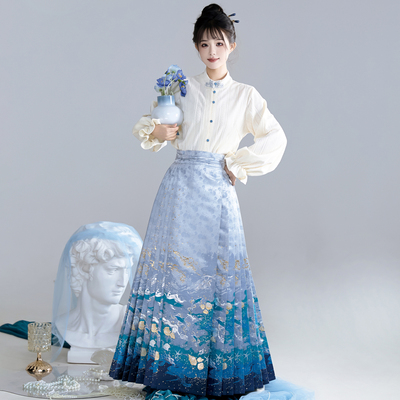 春书肆【海螺】2026春秋新款原创织金仿妆花马面裙国风新中式日常