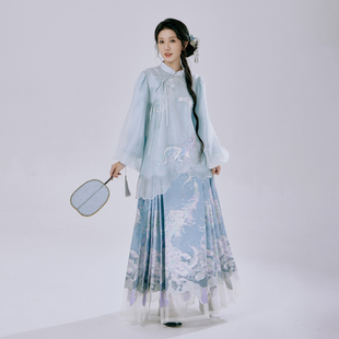 月渺镜清波灵鱼马面裙女2025冬新款 半身裙 织金明制汉服成人新中式