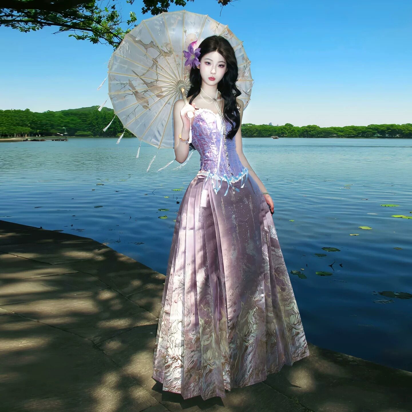 春书肆原创《紫间星鹿》水墨织金仿妆花重工马面裙汉服半身裙女