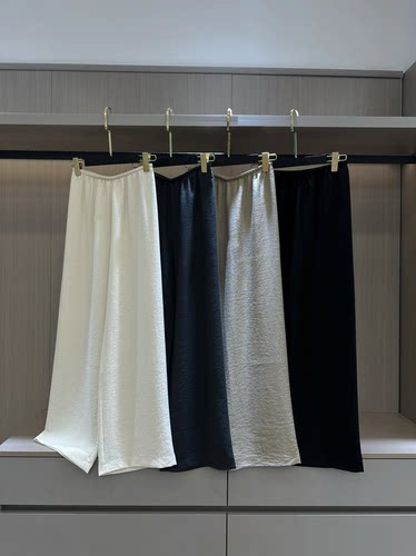 极简风天然混纺亚麻裤春夏直筒裤