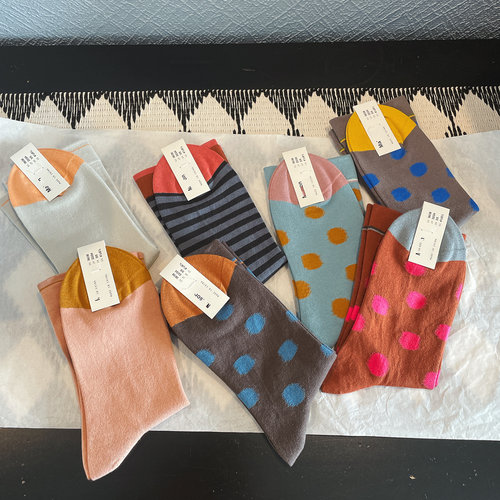 法国设计师超舒适拼色彩条棉袜