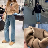 一条过冬 row恒温科技厚绒土耳其长绒棉直筒阔腿牛仔裤