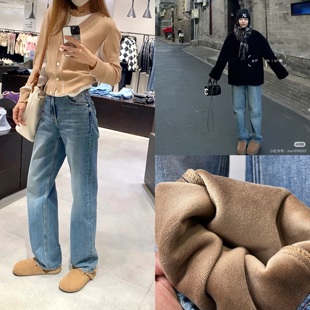 一条过冬 row恒温科技厚绒土耳其长绒棉直筒阔腿牛仔裤