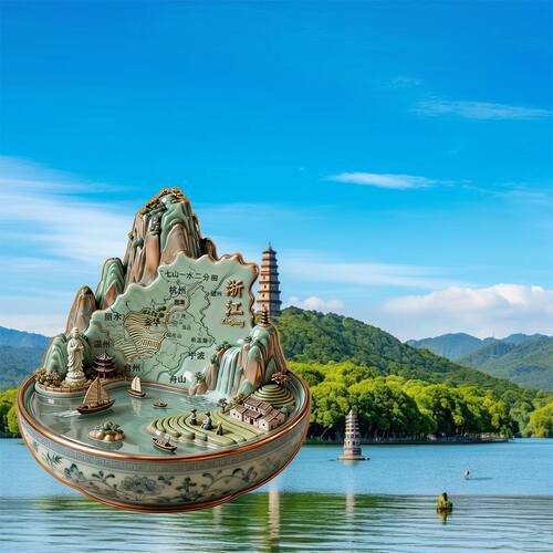 爆款文创磁吸亚克力冰箱贴浙江微观浮雕网红创意旅游纪念礼物景点